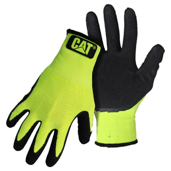 Cat CAT017418L Hivis Poly Knit Coated Palm Gloves