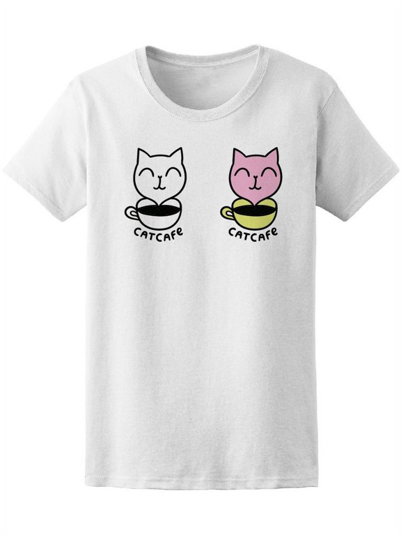 Cat Cafe Adorable Funny Kitten T-Shirt Women -Image by Shutterstock, Female x-Large