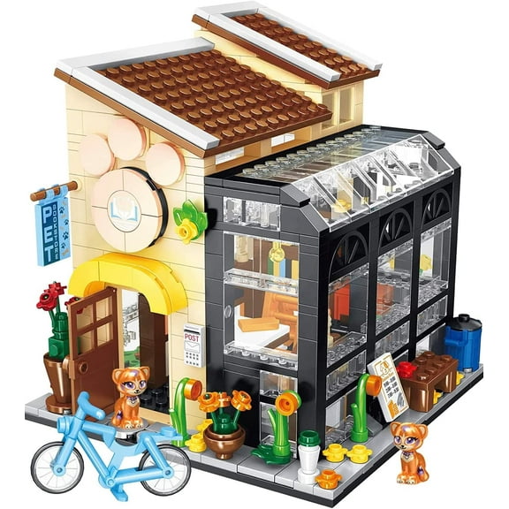 Cat Caf Bookstore Modular Building Blocks Set | General Jim's Toys & Bricks | GJ-CBS