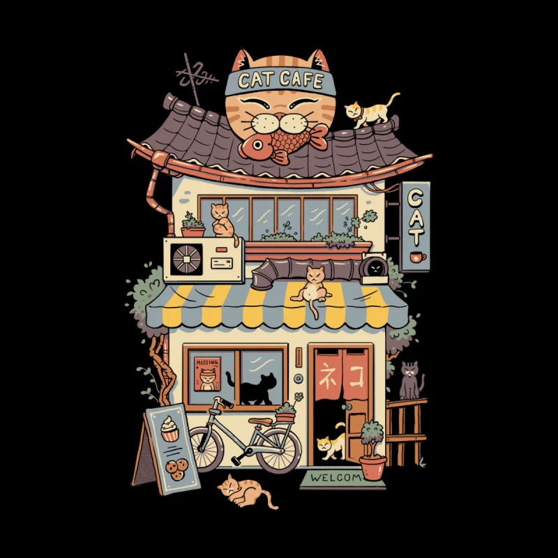 Cat Cafe Vincent Trinidad Art - Walmart.com
