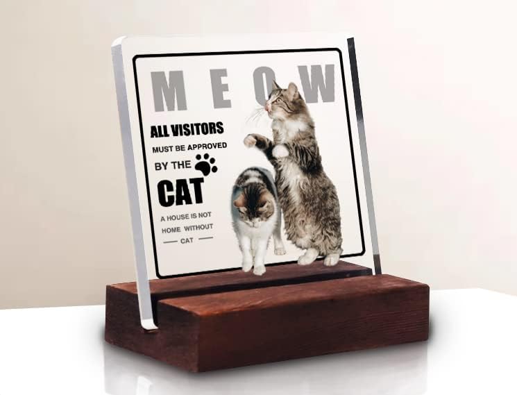 Cat Cafes Sign Cat All Visitors Must Be Approved Clear Acrylic Desk ...