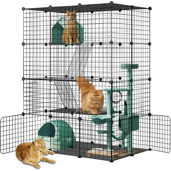 Cat Cage Enclosure Indoor DIY Cat Playpen Pet Home Animal House Detachable Metal Wire Kennels Crate Exercise Place