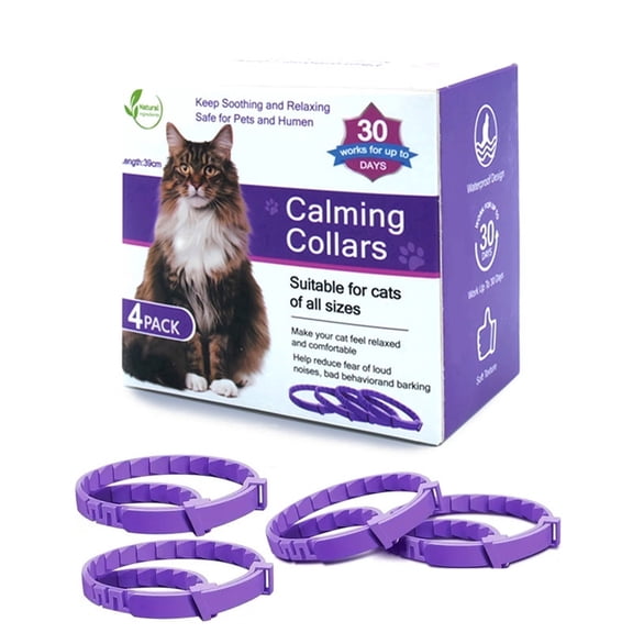 ATBXHZSZ 4 Pack Cat Calming Collars Cat Pheromones Collars for Aggression Help Anxiety Relief and Stress Long Lasting 30 Days Adjustable Waterproof, Purple