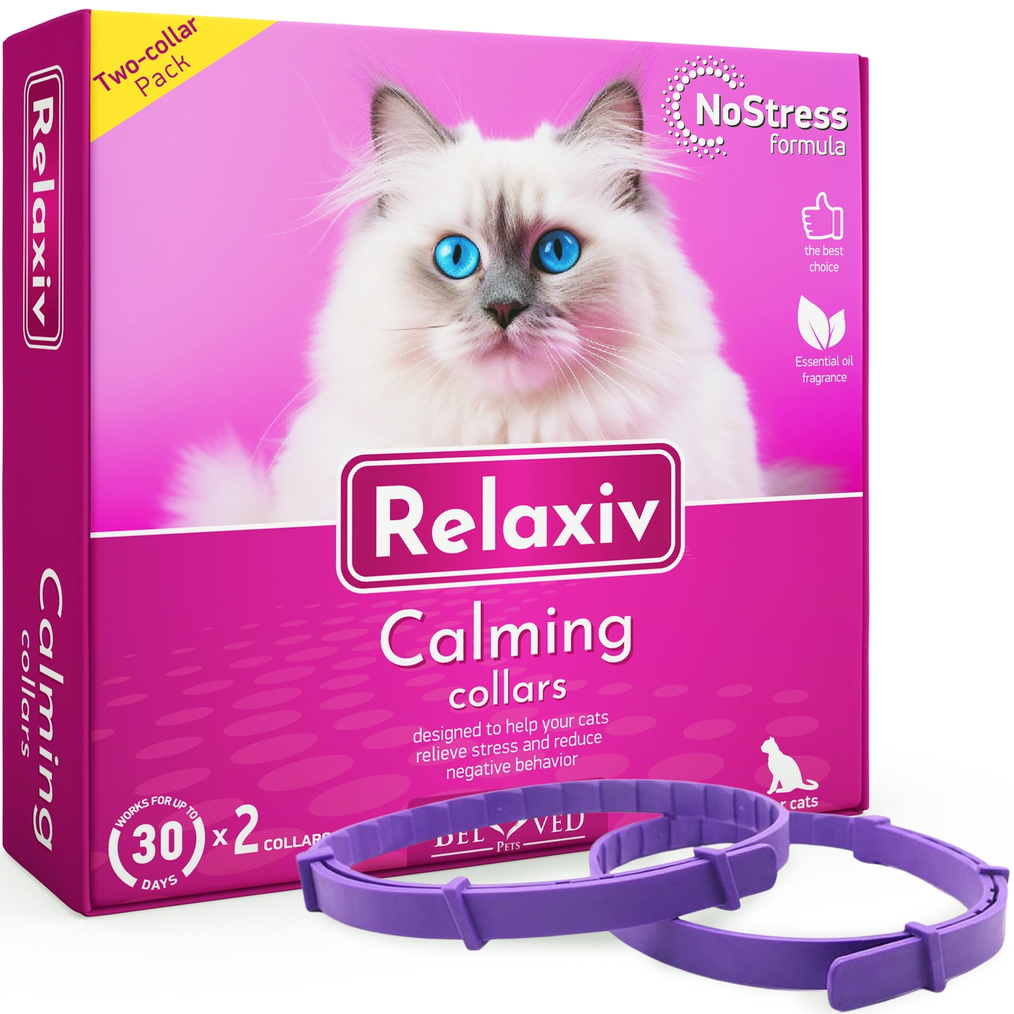 Image showcasing Relaxivet Cat Calming Collar - Anti Anxiety & Stress Relief, Helps with ...