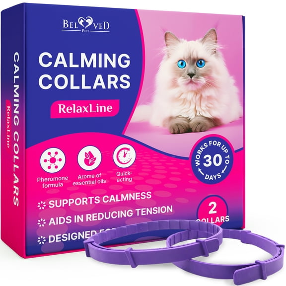 Cat Calming Collar & Pet Anti Anxiety Products - Feline Calm Pheromones Collars & Cats Stress Relief - Relaxivet Comfort Helps with Pee, New Zone, Aggression, Fighting with Dogs (2 Count (Pack of 1))