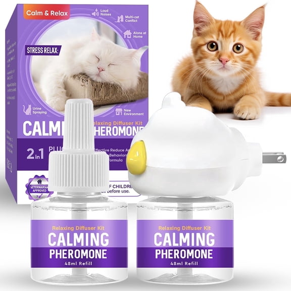 Cat Calming Diffuser, Soothes Pet Diffuser, Relieves Anxiety, Reduces Barking Aggression and Fights Stress