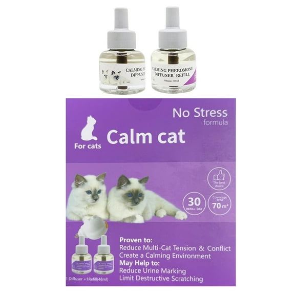 Cat Calming Pheromone Diffuser Set With 1 Diffuser And 2 Refills, Reduce Multi - Cat Tension And Conflict, Create A Calming Environment For Cats, May Help With Urine Marking And