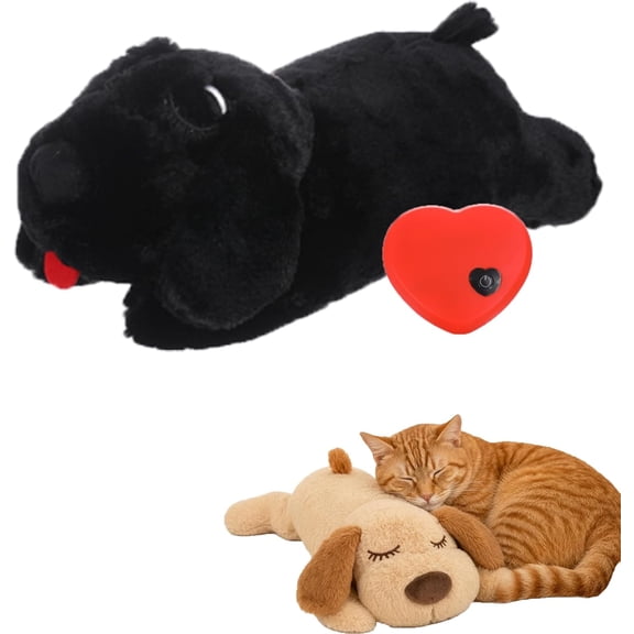 Cat Calming Toy with Realistic Heartbeat - Soft Plush Heartbeat Toy ,Black | Heartbeat Cat Calming Toy, Anxiety Relief & Stress , Plush Toy with Heartbeat for Cats