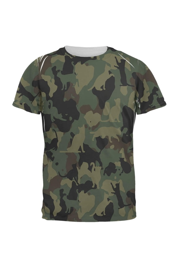 Cat Camo Catmouflage All Over Adult T-Shirt - 2X-Large