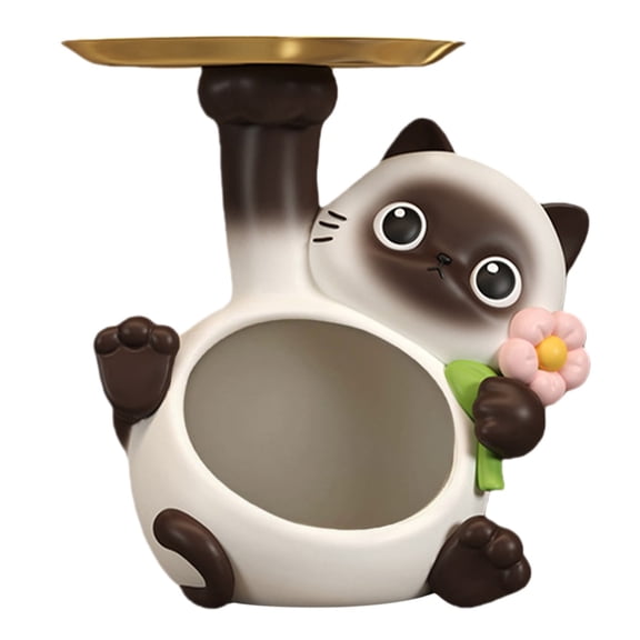 Cat Candy Dish – Resin Cat Bowl for Keys, Coins, Jewelry, Home Office Table Decor, Cute Cat Statue Organizer, Entryway Storage, Gift for Cat Lovers, Decorative Accent