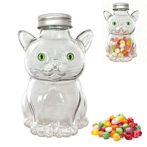Cat Candy Jars, Cute Cat Snack Container with Lid for Cookie, Candy, Dog Treats, Reusable Animals Kitten Sweet Candies Containers, for Kitchen Storage Supplies