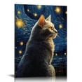 thumbnail image 1 of Cat Canvas Wall Art Famous Black Cat Poster Funny Cat Print Colorful Abstract Farmhouse Gallery Aesthetic Room Wall Decor for Bedroom, 1 of 4