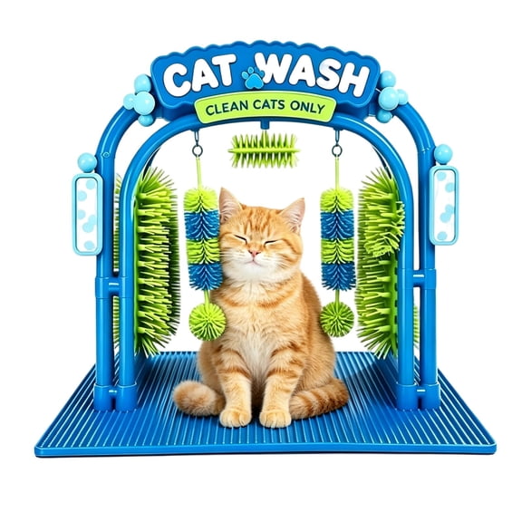 Cat Car Wash Toy, Self Grooming Station with Soft Bristles for Indoor Cats, Easy Clean