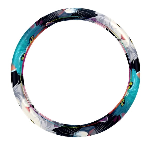 Cat Car Wheel Cover, Steering Wheel Cover, Car Wheel Covers - 14.5 Inch, Printing, PVC Leather, Auto Accessories