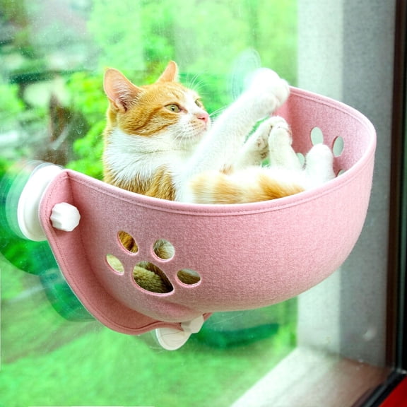 Cat Car Window Bed with Soft Pad Suction Cup Cat Window Seat Portable Hanging Cat Rest Mat 19.69 x 9.84 in Light Gray