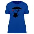 thumbnail image 1 of Cat Caricature Black Umbrella T-Shirt Women -Image by Shutterstock, Female Small, 1 of 2