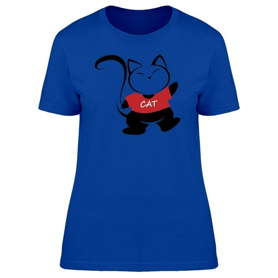 Cat Caricature Cat Shirt T-Shirt Women -Image by Shutterstock, Female Large
