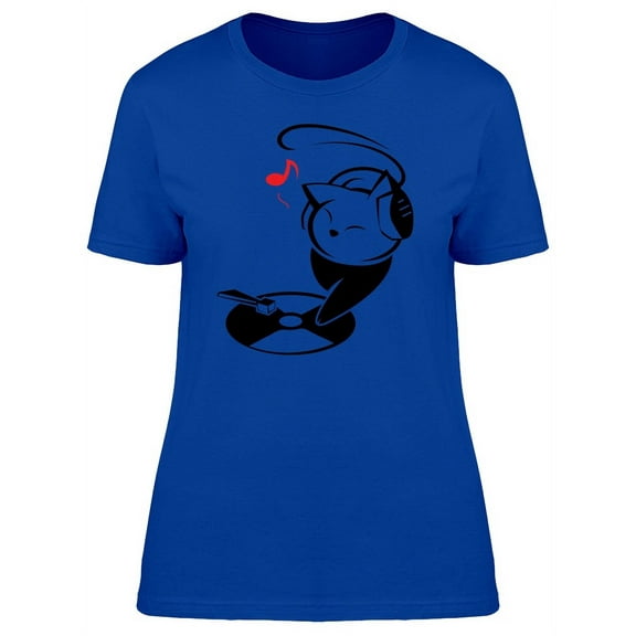 Cat Caricature D.J. T-Shirt Women -Image by Shutterstock, Female Small
