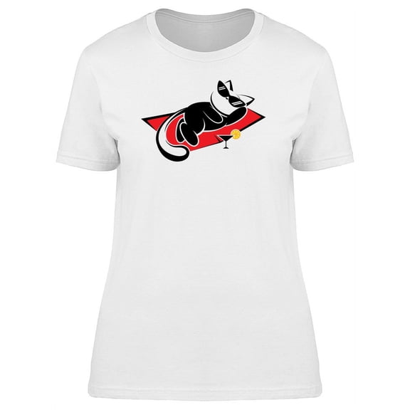 Cat Caricature On Vacations T-Shirt Women -Image by Shutterstock, Female Large