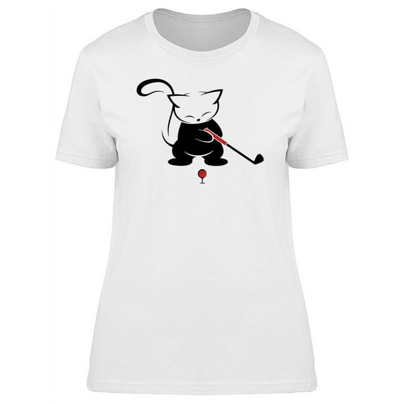 Cat Caricature Playing Golf T-Shirt Women -Image by Shutterstock, Female XX-Large