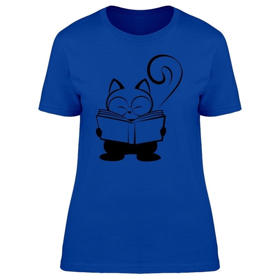 Cat Caricature Reading Book Tee Women's -Image by Shutterstock