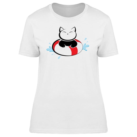 Cat Caricature With Life Ring T-Shirt Women -Image by Shutterstock, Female x-Large