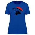 thumbnail image 1 of Cat Caricature With Umbrella T-Shirt Women -Image by Shutterstock, Female Medium, 1 of 2