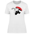 thumbnail image 1 of Cat Caricature With Umbrella T-Shirt Women -Image by Shutterstock, Female XX-Large, 1 of 2