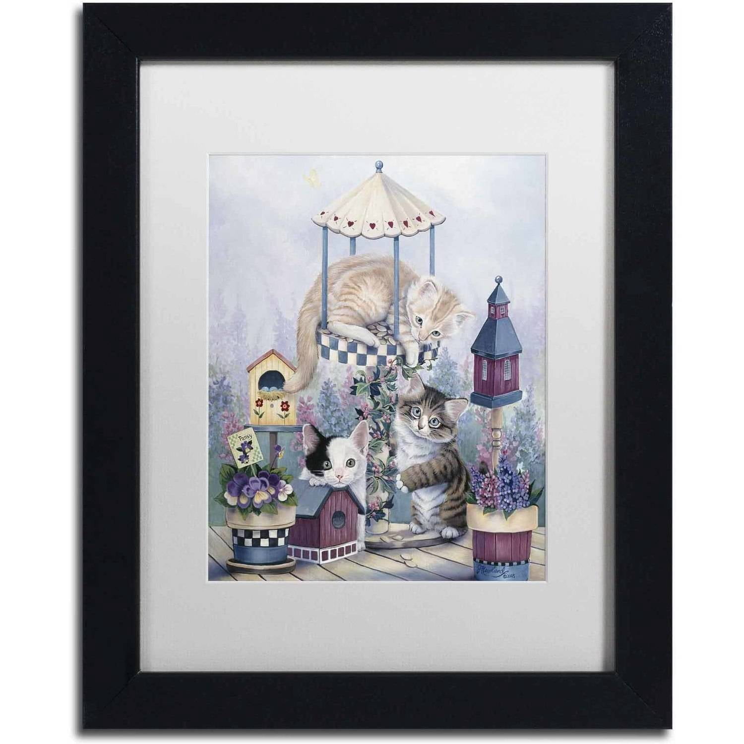 Cat Carousel' Canvas Art by Jenny Newland, White Matte, Black Frame