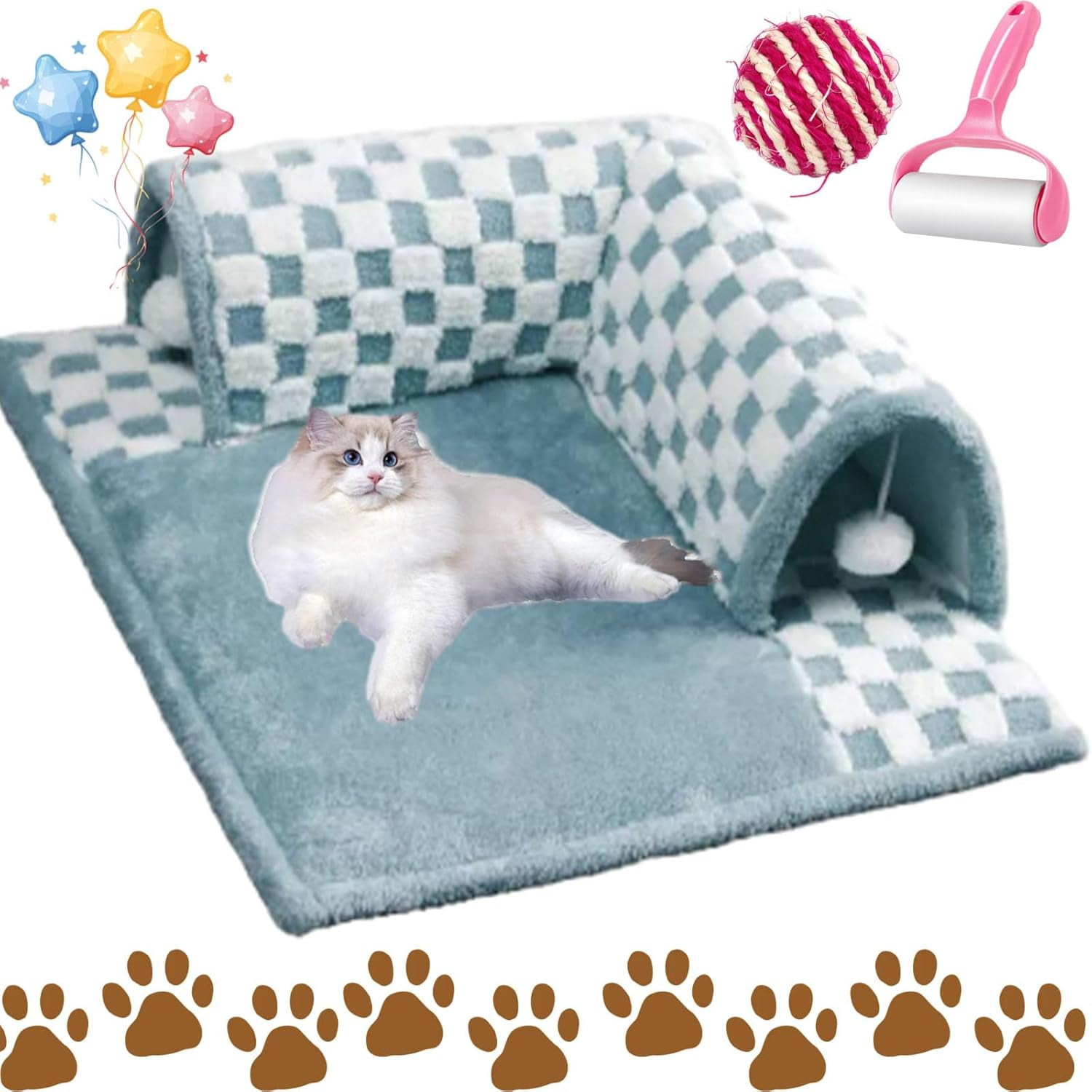Cat Carpet Tunnel, Cat Tunnel Rug, Cat Carpet with Tunnel, 2-in-1 Funny ...