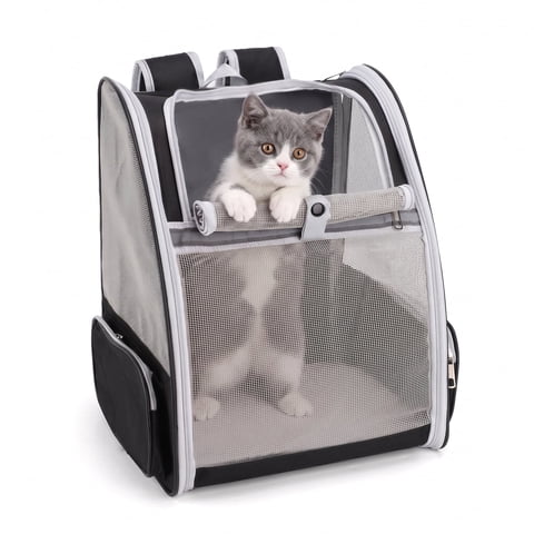 Cat Carrier Backpack 3-Sided Breathable Mesh Pet Travel Backpack for for Cats and Small Dog Puppies, Black