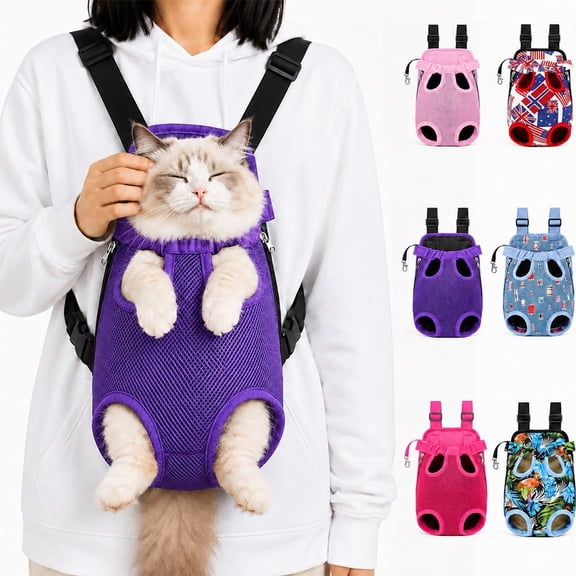 Cat Carrier Backpack, Adjustable Front Pet Carrier with Legs Out Design for Small Medium Dogs Cats 5-18 Lbs, Soft Wearable Dog Chest Sling Pouch