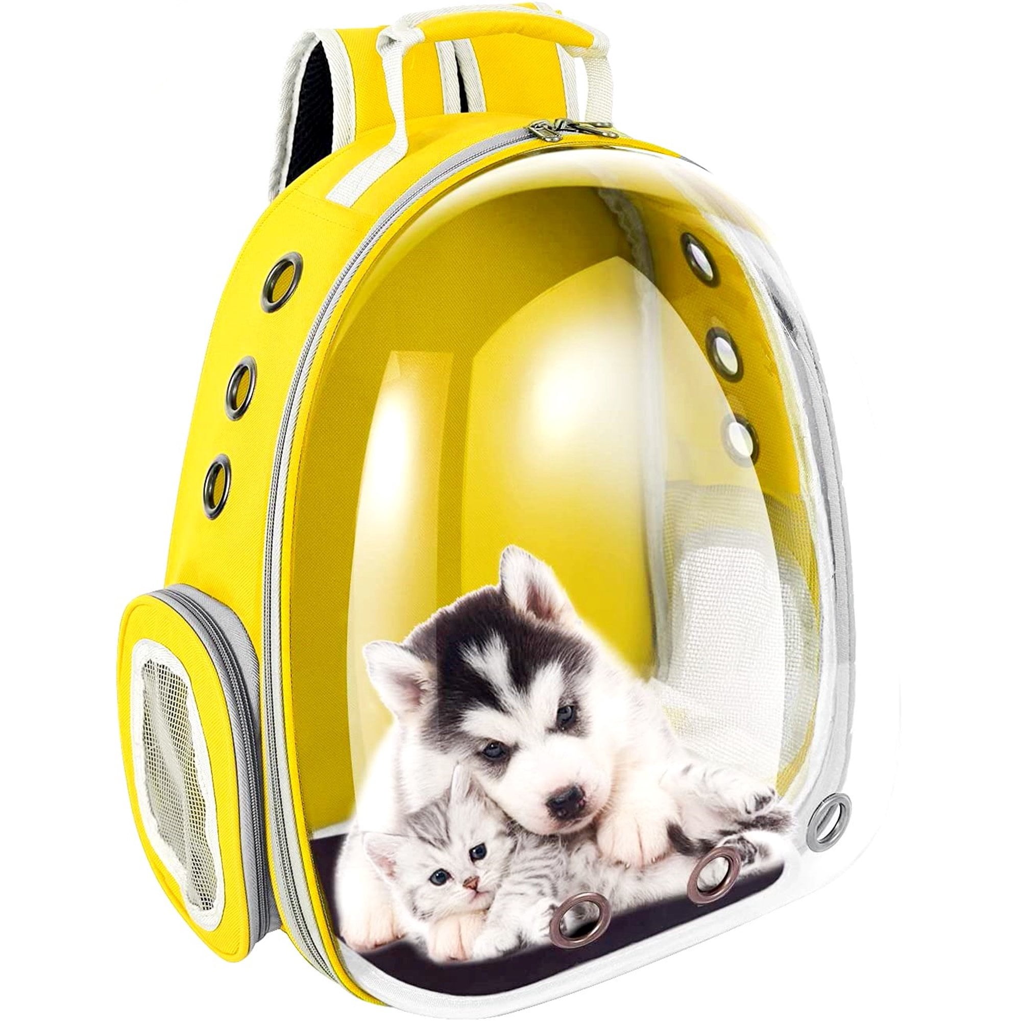 Cat Carrier Backpack, Breathable Pet Backpack Carrier for Pets and Small Dogs,Airline-Approved, Clear Cat Backpack for Travel, Hiking, Walking & Outdoor Use (Yellow)