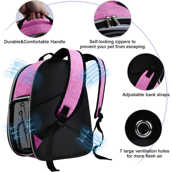 Backpack Bubble - Airline-Approved Pet Travel Backpack for Small Dogs, Cats, to 18 Lbs - Pink