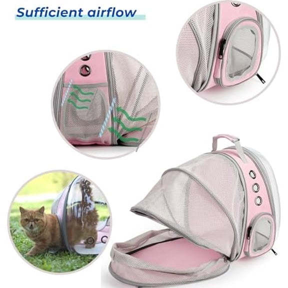 Cat Carrier Backpack, Expandable Bubble Pet Carrier for Cats and Small Dogs, Airline Approved Travel Backpack for Hiking, Walking & Outdoor Adventures - Supports up to 14 lbs
