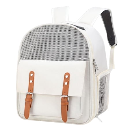 Cat Carrier Backpack Ventilated Large Space Large Capacity Adjustable Shoulder Strap Portable Carry Backpack Bag for Outing Outdoor Hiking , Beige