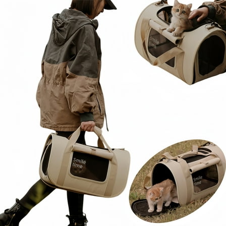 Cat Carrier For Large Cat And Small Dogs Up To 22 Lbs , Airline Approved,Soft-Sided Travel Dog Carrier,Khaki