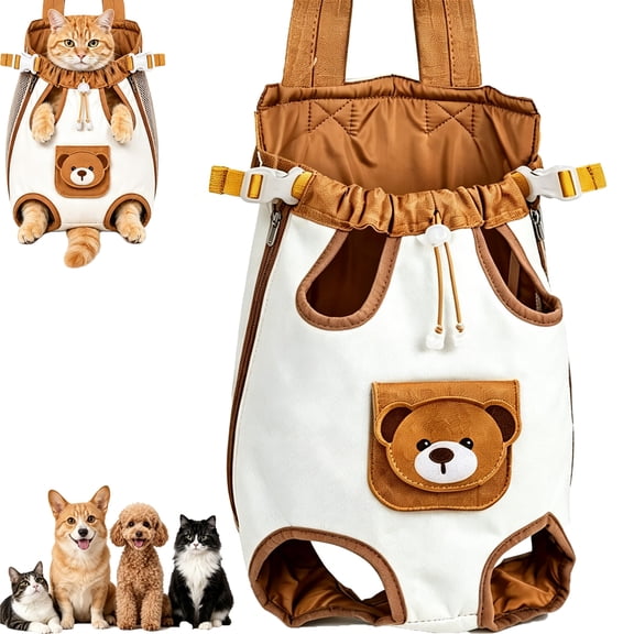 Cat Carrier Front Pack, Soft Pet Chest Backpack for Small Dogs and Cats, Legs Out Design with Adjustable Straps for Walking Hiking