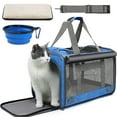 thumbnail image 1 of Cat Carrier, Large Cat Carrier for Medium Cats, Foldable Soft-Sided Cat Carriers under 25lbs with a Bowl, Mat, Travel Car Cat Carries for Outdoors, TSA Airline Approved,Blue, 1 of 9