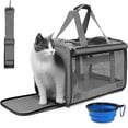 thumbnail image 1 of Cat Carrier, Large Cat Carrier for Small Medium Dogs Cats, Foldable Soft-Sided Cat Carriers under 25lbs with a Bowl, Mat, Travel Car Cat Carries for Outdoors, TSA Airline Approved, 1 of 8