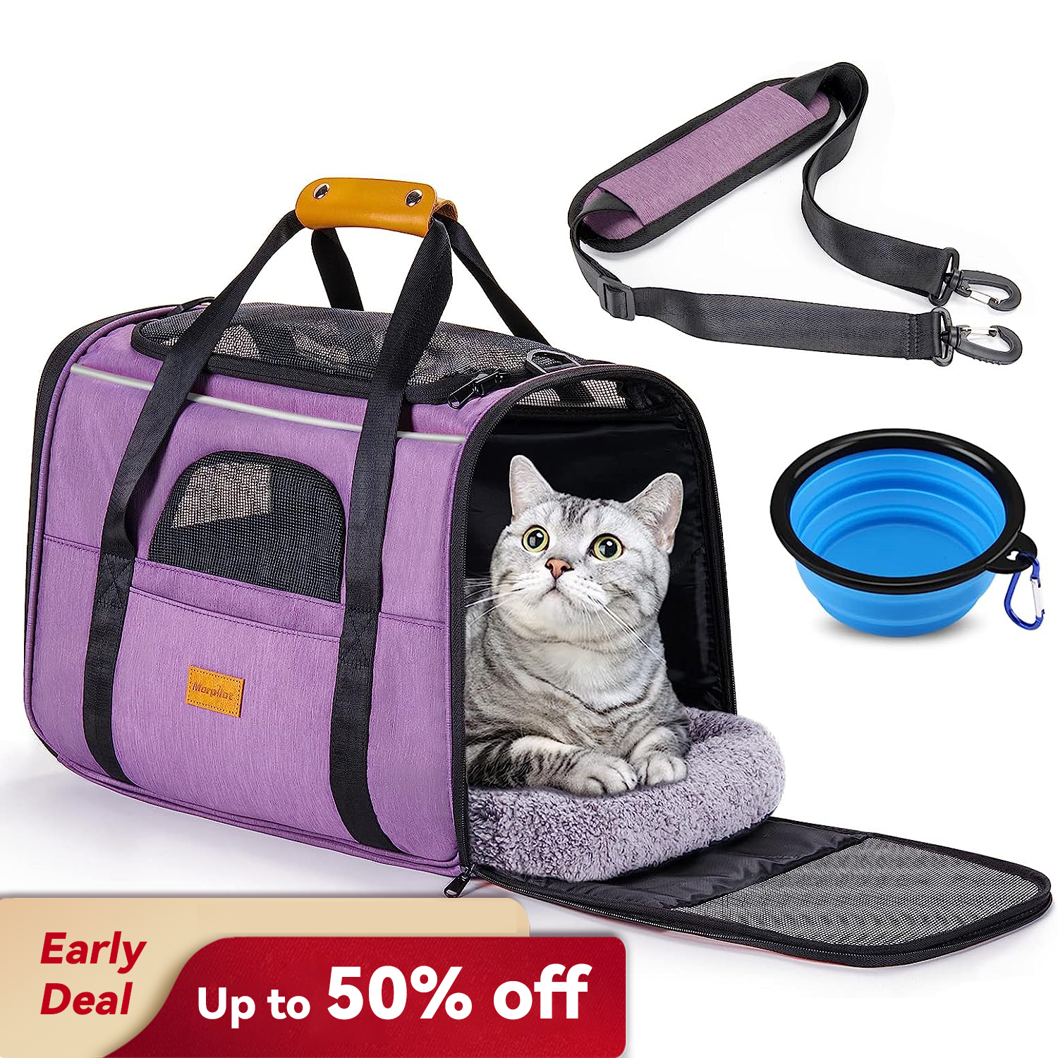 Cat Carrier MORPILOT® Extra Large Cat Bag with Water Bowl, Soft Sided