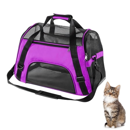 Cat Carrier, Pet Travel Carrier Airline Approved for Small Cats Dogs, Soft-Sided Comfortable Portable Foldable Pet Bag(Small, Purple)