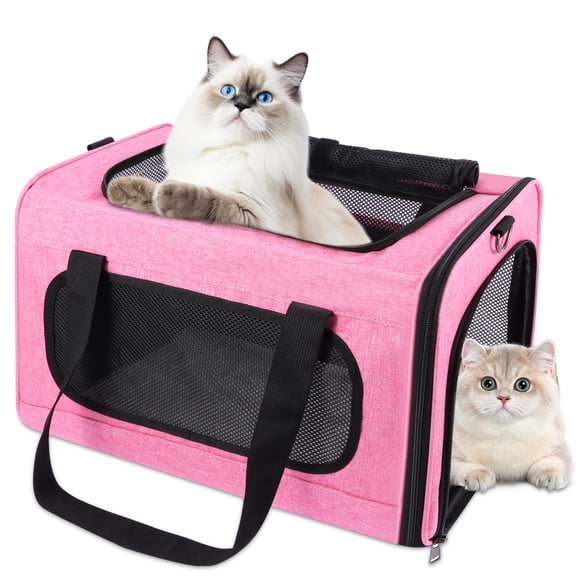 Cat Carrier Pet Travel Carriers for Large Cat and Small Dog Puppy, Kitten Carriers Soft Sided, Collapsible Washable Pet Bag 18.5 * 11.8 * 11.8 Pink