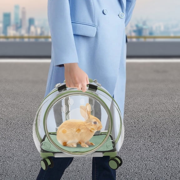 Cat Carrier with Rolling Wheels, Hard Shell PC Pet Carrier with Telescopic Handle & 4 Universal Wheels, 3-in-1 Rolling Cat Carrier as Suitcase Backpack Shoulder Bag for Cats up to 20 lbs