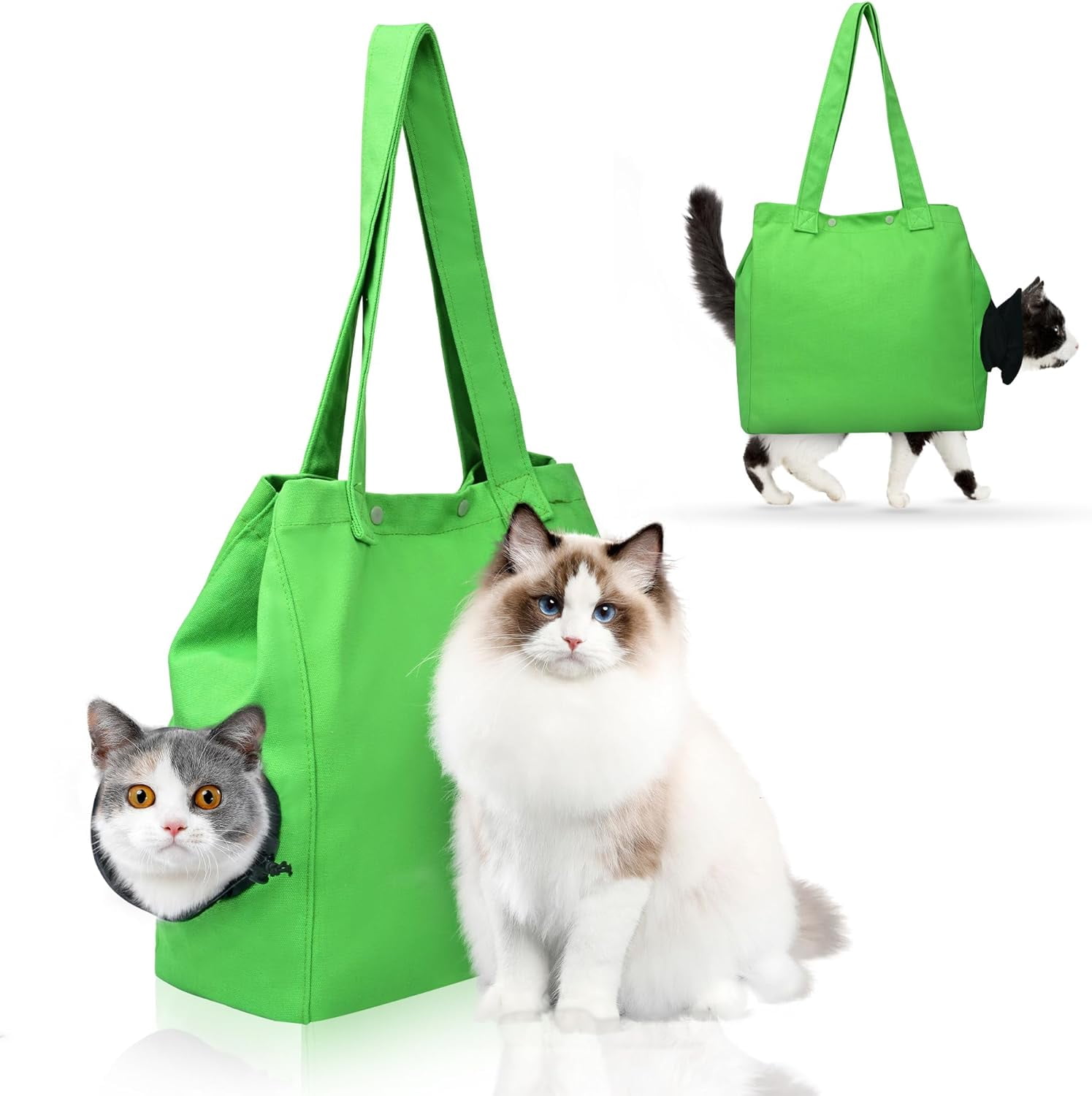 Cat Carrier Soft Cat Travel Bag Sling Pet Accessories Outdoor Color Green Can take Cats and Dogs Out for a Walk Support Cats and Dogs up to 18 lbs