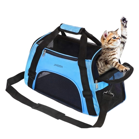 Cat Carrier Soft-Sided Airline Approved Pet Carrier Bag,Pet Travel Carrier for Cats,Dogs Puppy Comfort Portable Foldable Pet Bag (Medium, Blue)