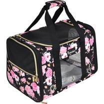 Cat Carrier Soft-Sided Pet Bag for Small Medium Cats Puppies 16LBs - Airline Approved Cat Travel Carrier 3 Open Doors (Large,Pink Peony)