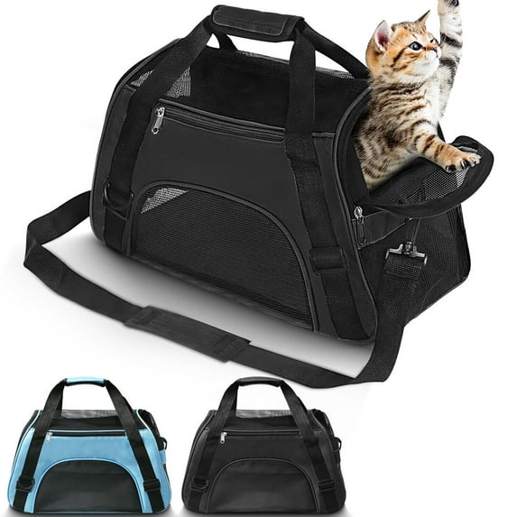 Cat Carrier Soft-Sided Pet Carrier Bag, Pet Travel Carrier for Cats, Dogs Puppy Comfort Portable Foldable Pet Bag, Blue