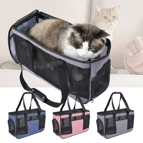 Cat Carrier,Soft-Sided Travel Pet Carrier Mesh Pet Carrier Bag For for Cats,Dogs Small Pet Less Than 13lb,Airline Approved Comfort Breathable Portable Foldable Pet Shoulder Bag