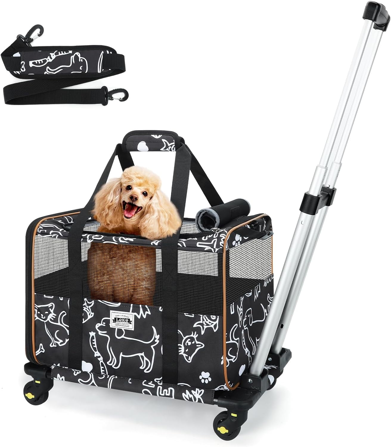 25lbs Large Cat Carrier With Wheels Lightproof Airline Approved Dog Carrier Small Dog Rolling Pet Carrier Two Pockets Travel Groomers Vet Visits Black 25lbs Large Cat Carrier With Wheels Lightproof Airline Approved Dog Carrier Small Dog Rolling Pet Carrier Two Pockets Travel Groomers Vet Visits Black